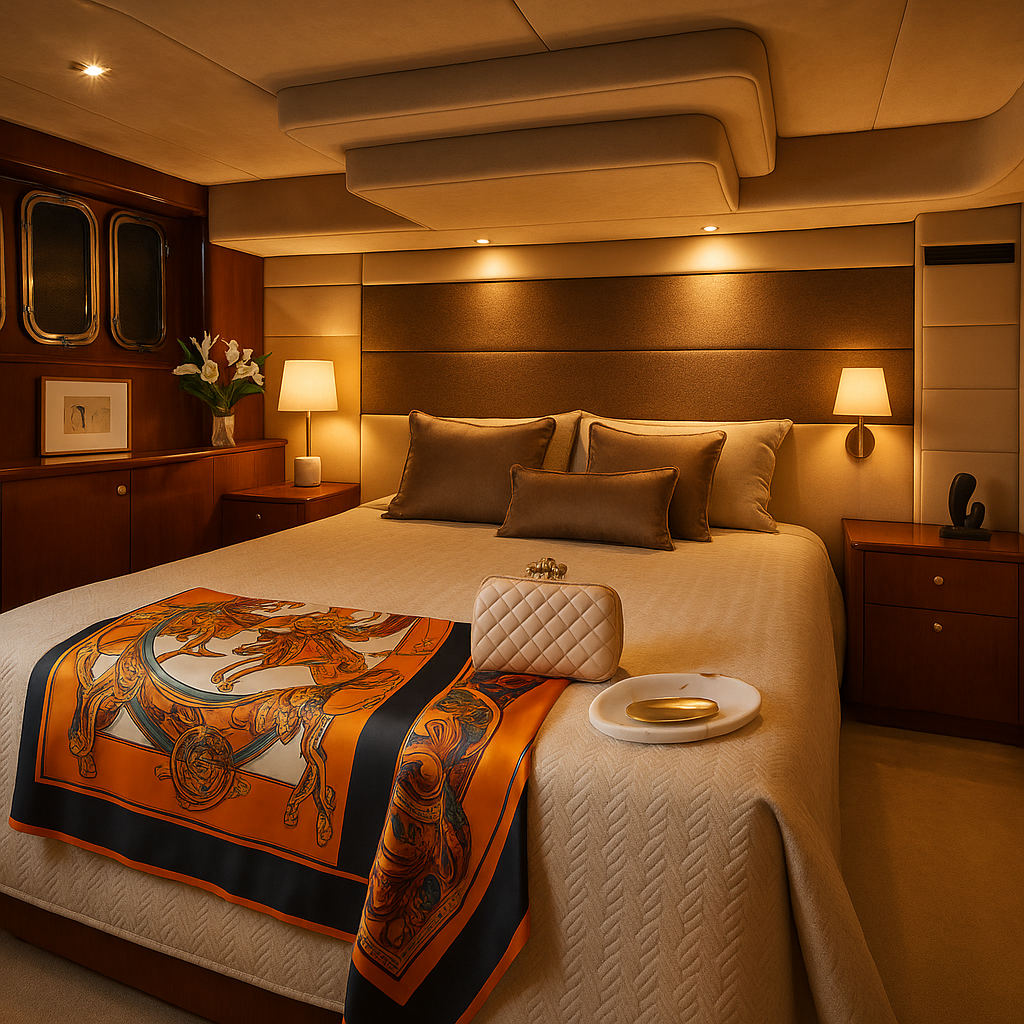 Interior cabin Princess 62 in Sardinia